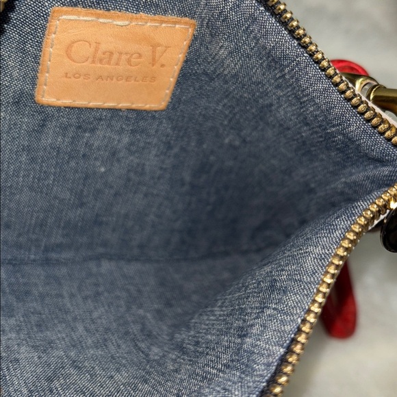 ✨Clare V Leopard Calf Hair Pouch Wristlet w/ Red Leather Strap OS✨ - Picture 8 of 12